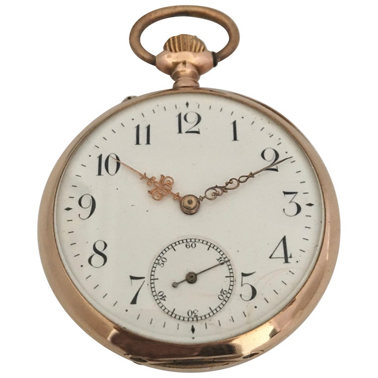 Antique 14 Karat Gold Pocket Watch For Sale at 1stdibs