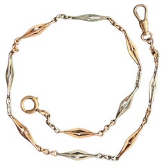 Antique 14 Karat Rose and White Gold Pocket Watch Chain Fob