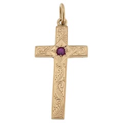 Vintage 14 karat Rose Gold Ruby German Cross