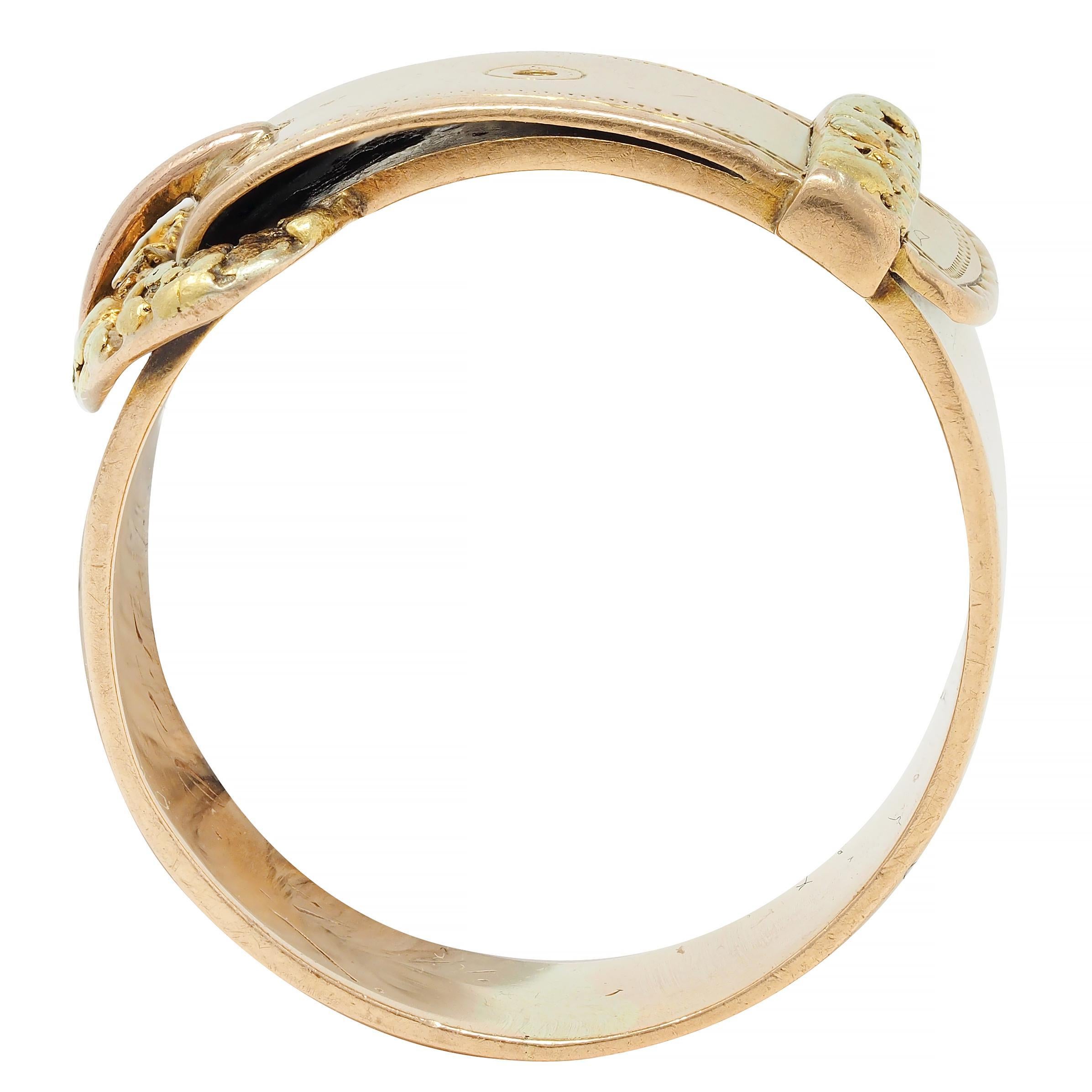 Antiquities 14 Karat Two-Tone Gold Nugget Buckle Belt Band Ring en vente 3