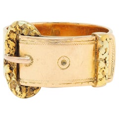 Antiquities 14 Karat Two-Tone Gold Nugget Buckle Belt Band Ring