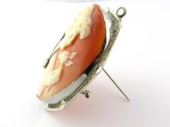 Antique 14 Karat White Gold Cameo Pendant or Brooch