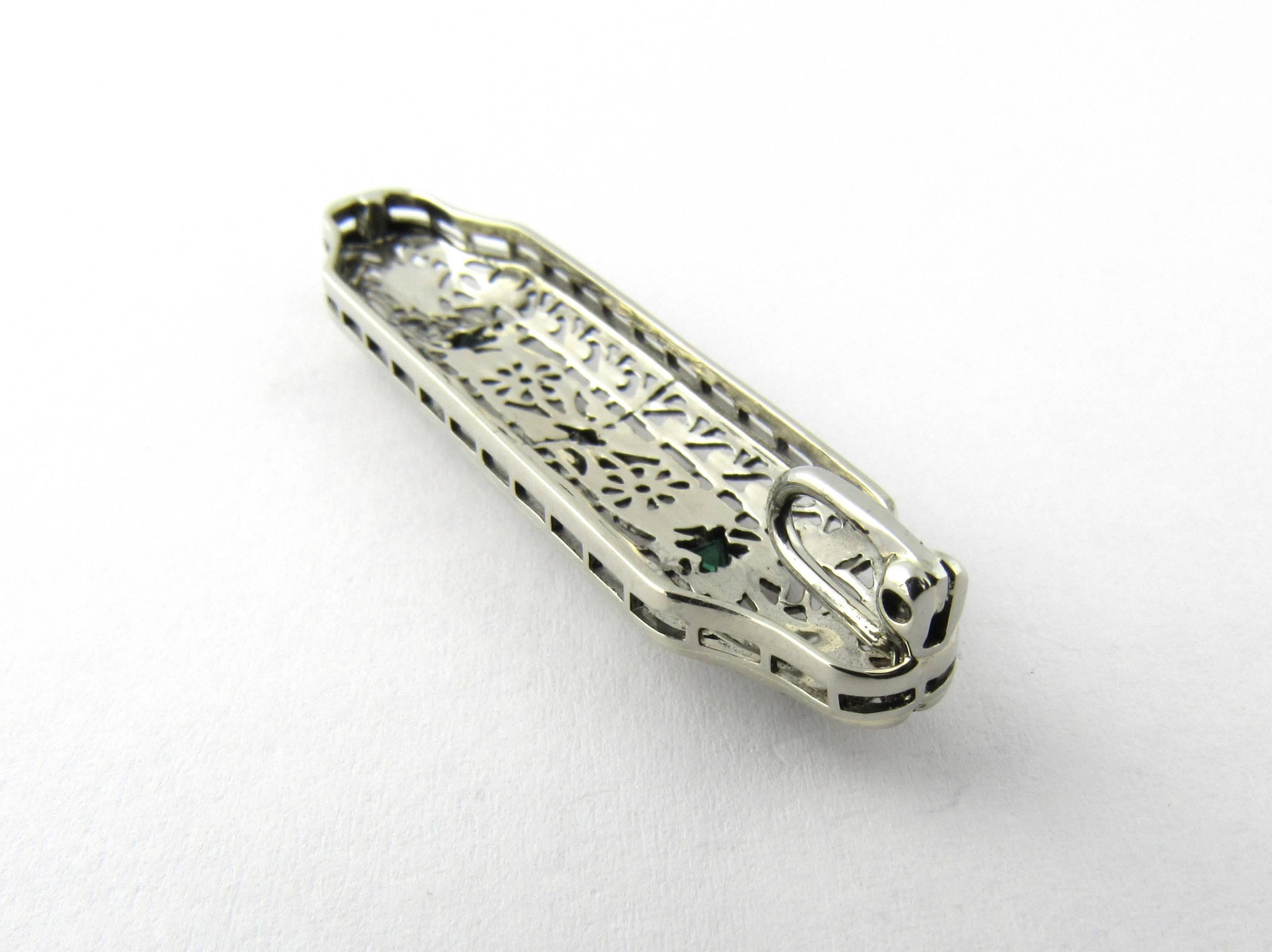 Women's Antique 14 Karat White Gold Emerald and Diamond Pendant
