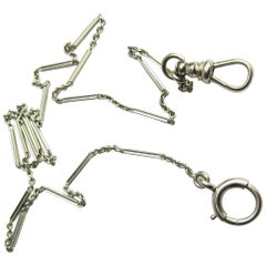 Antique 14 Karat White Gold Pocket Watch Fob Chain or Necklace