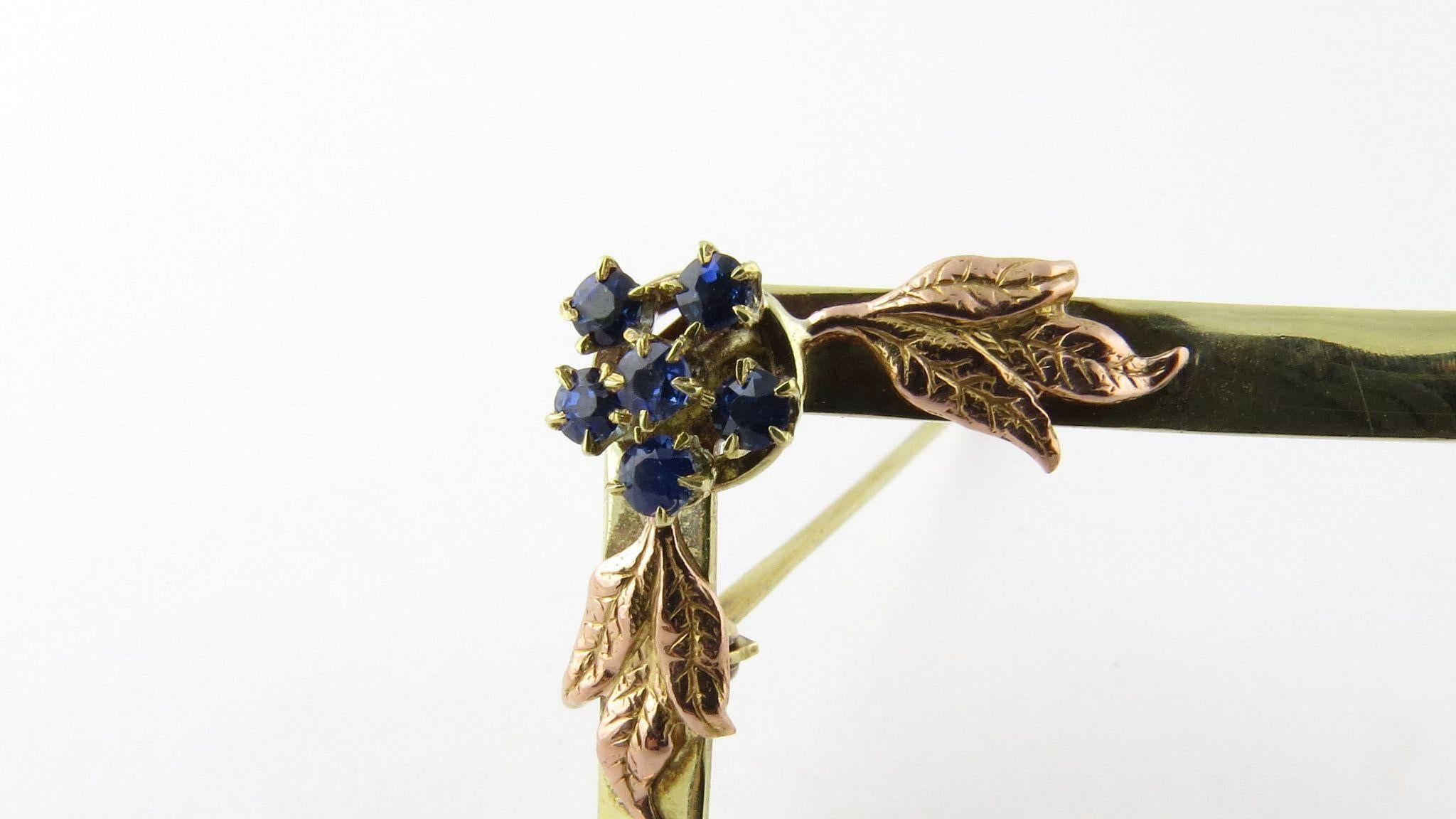 Antique 14 Karat Yellow and Rose Gold Sapphire Frame Brooch In Good Condition In Washington Depot, CT
