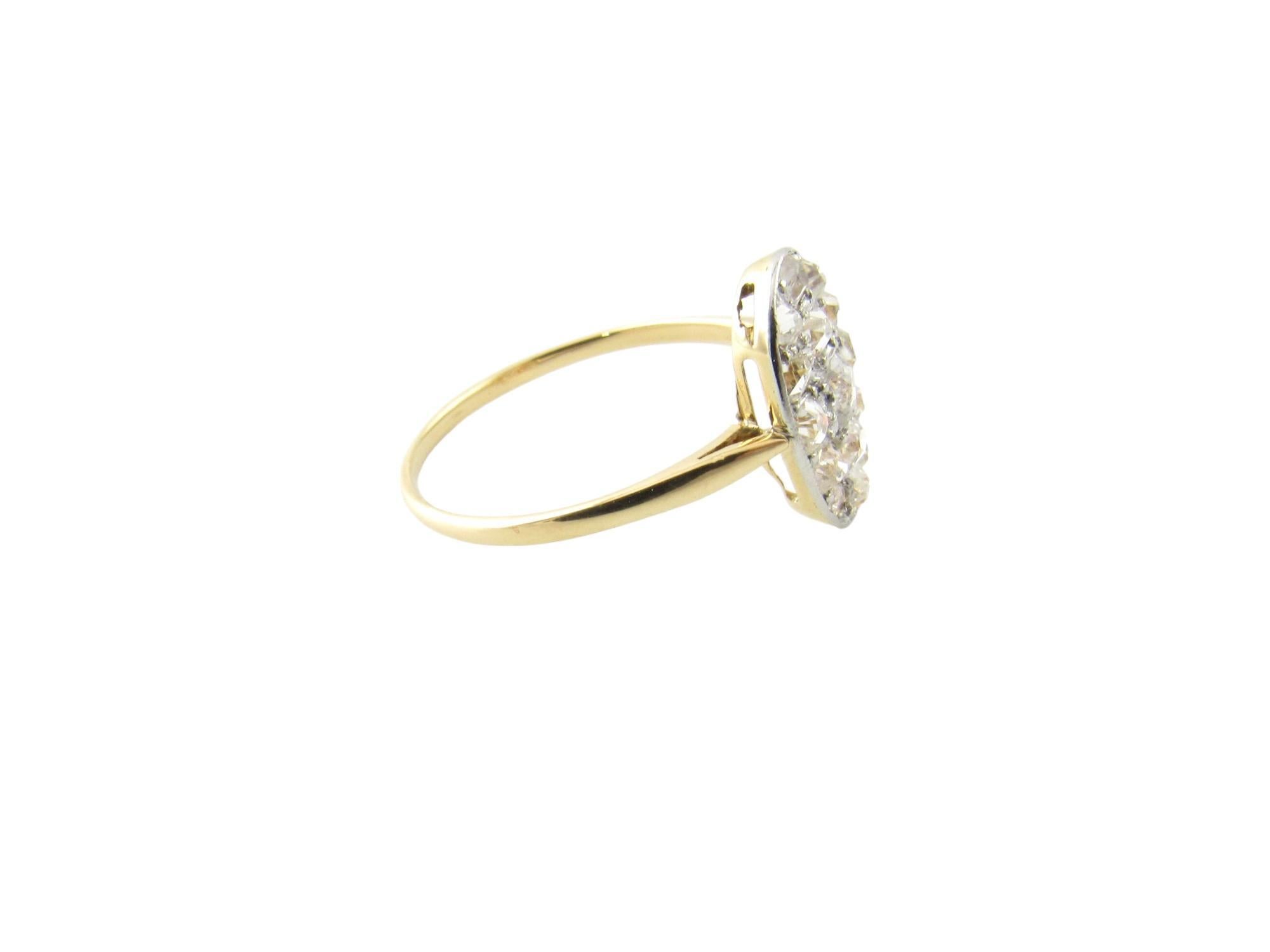 Antiker 14 Karat Gelb- und Weißgold Oval Old Mine Diamond Ring #17165 1