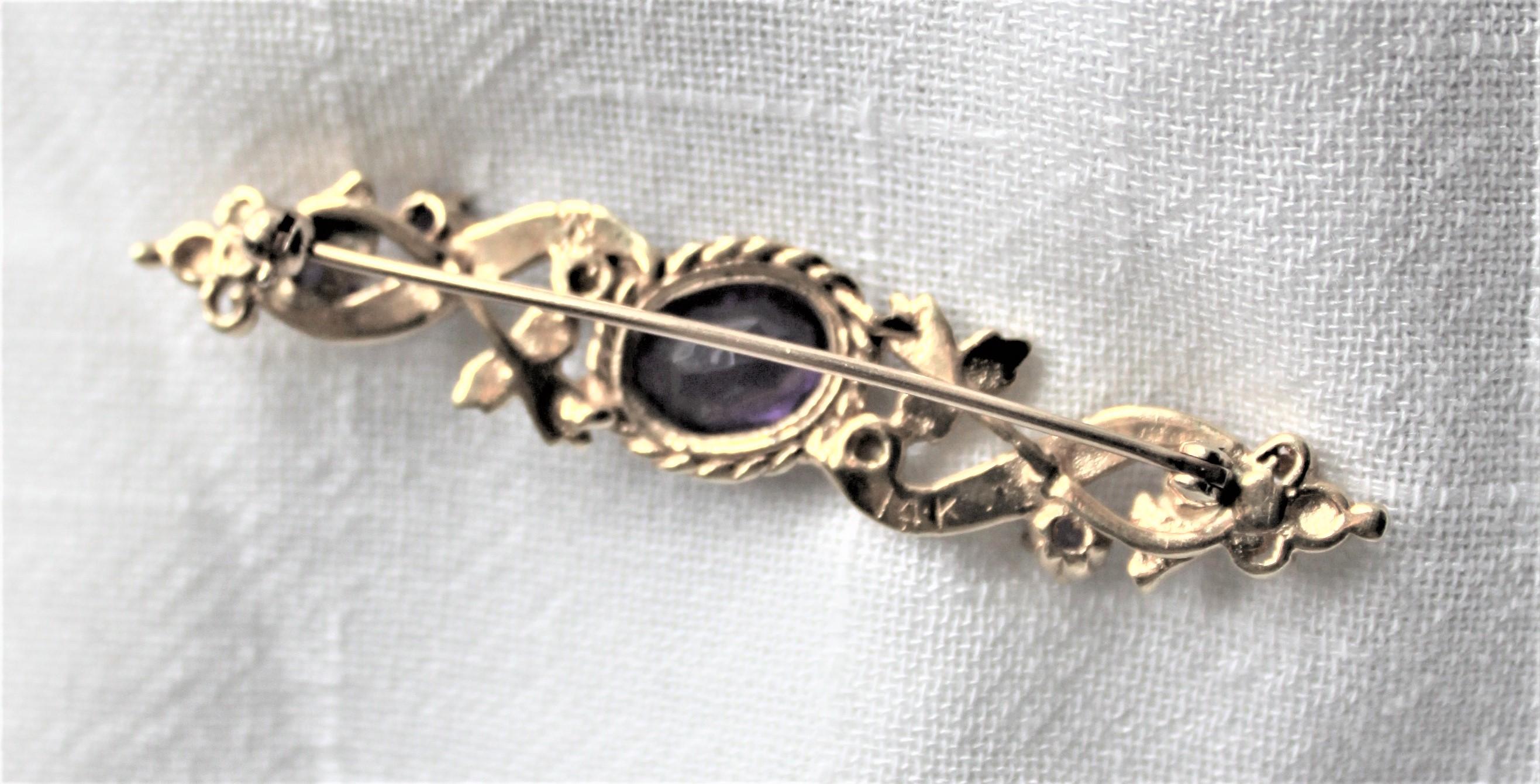 Hand-Crafted Antique 14-Karat Yellow Gold, Amethyst and Seed Pearl Necklace and Brooch For Sale