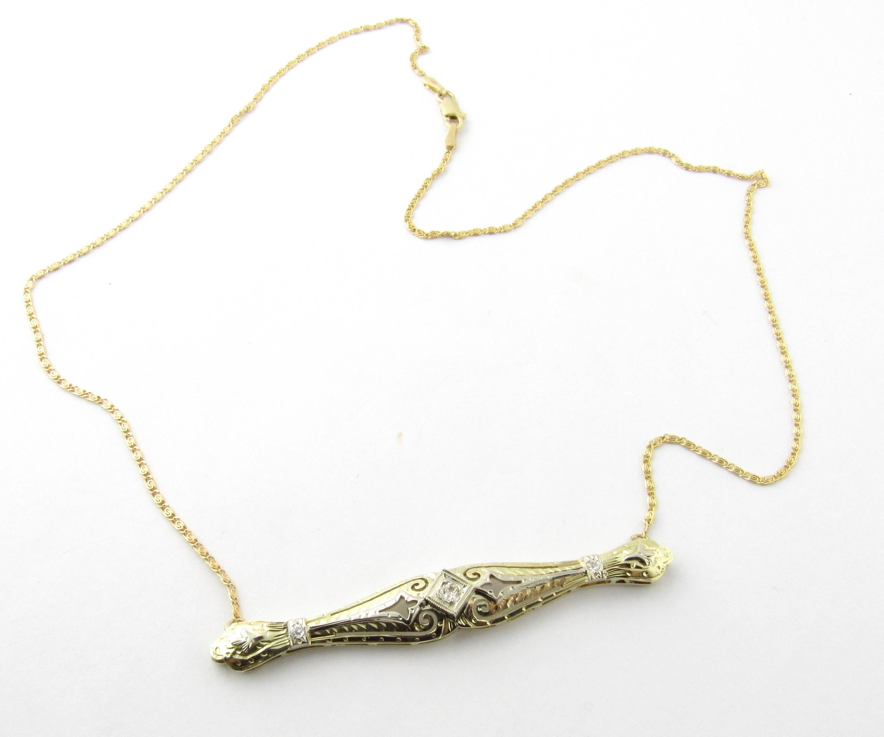 Antique 14 Karat Yellow Gold and Diamond Necklace In Good Condition In Washington Depot, CT