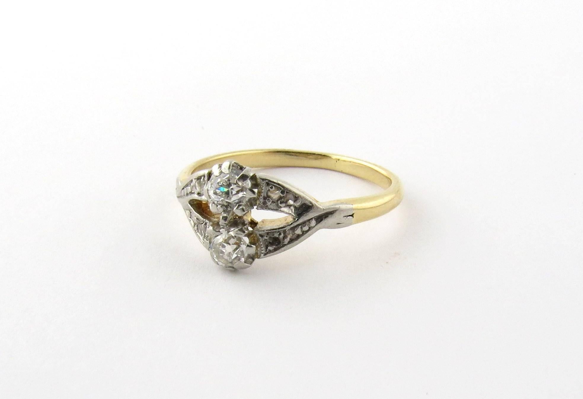 Antique 14 Karat Yellow Gold and Diamond Ring In Good Condition In Washington Depot, CT