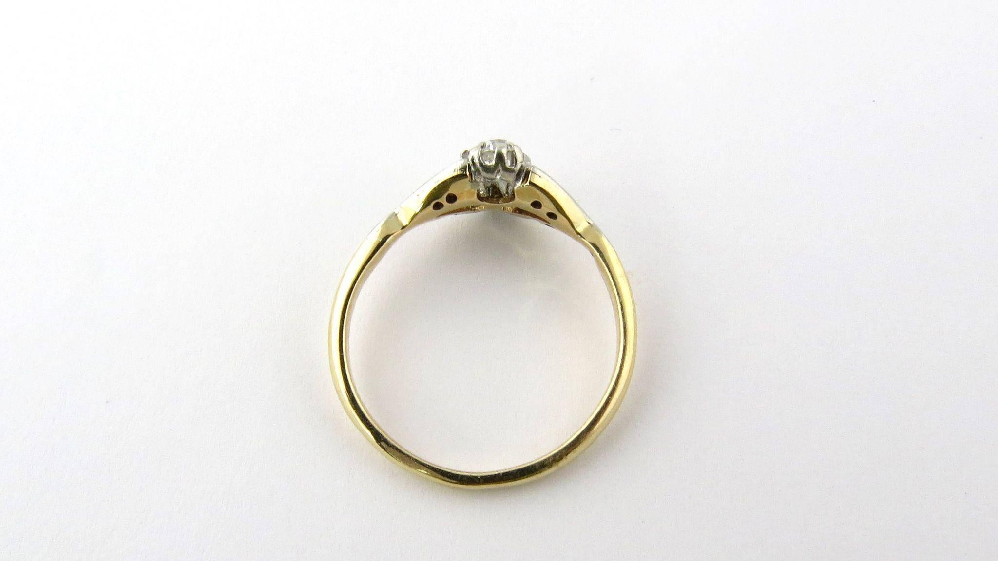 Women's Antique 14 Karat Yellow Gold and Diamond Ring