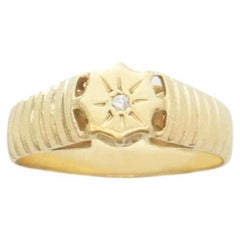 Antique 14 Karat Yellow Gold Diamond Sunburst Ring