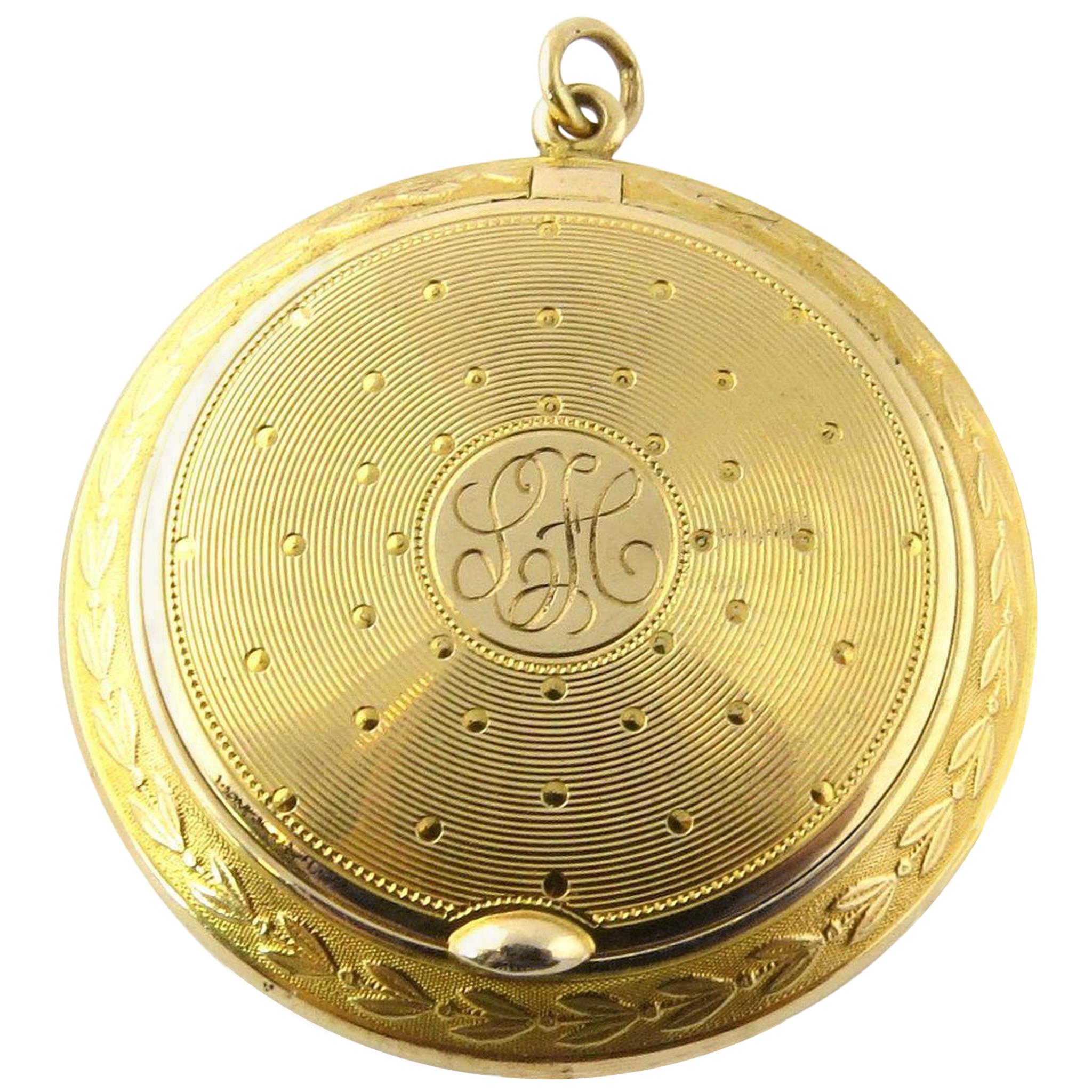 Antique 14 Karat Yellow Gold Locket and Compact Snuff Box Pendant
