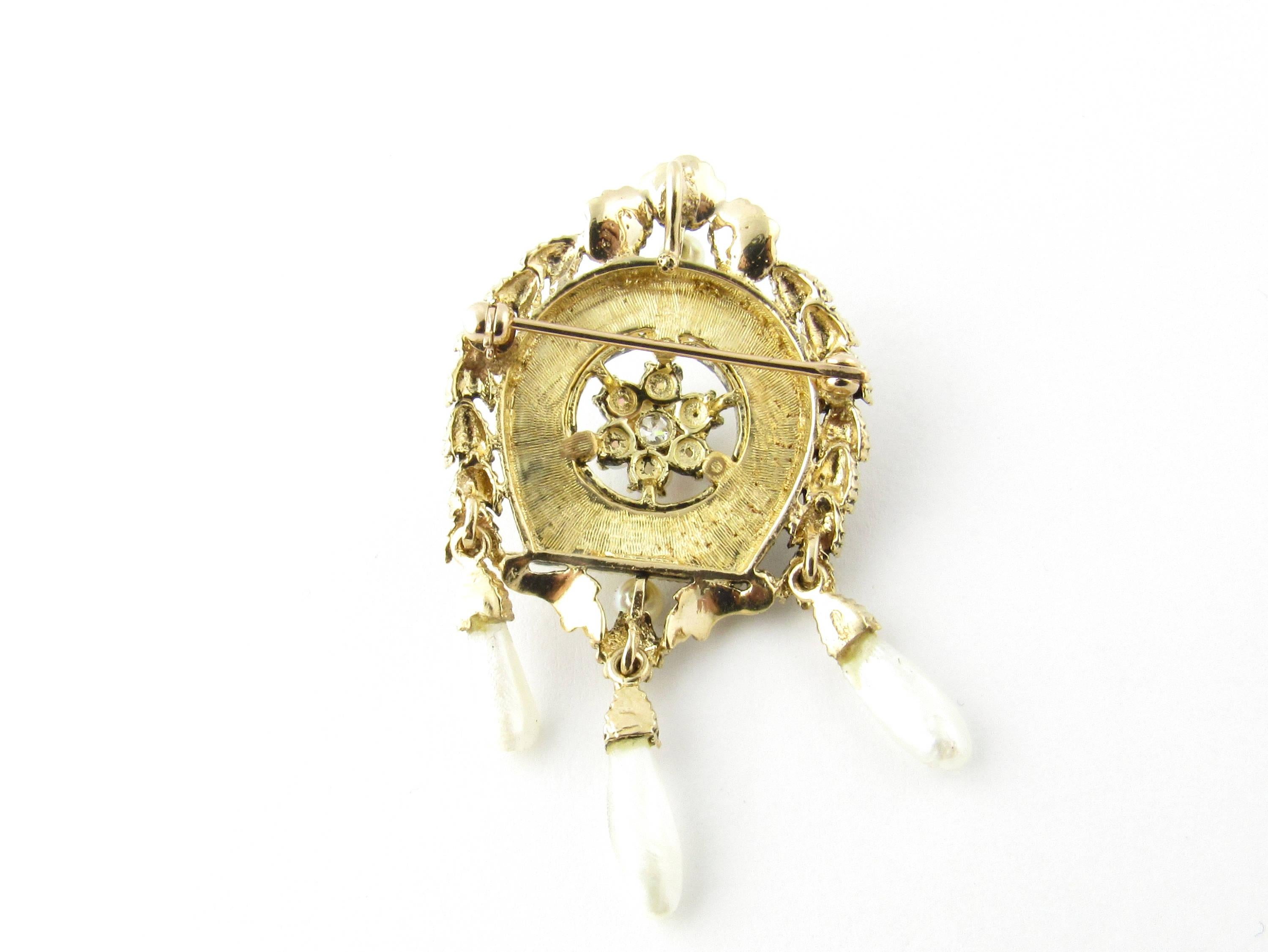 Antique 14 Karat Yellow Gold Opal and Pearl Brooch or Pendant 1