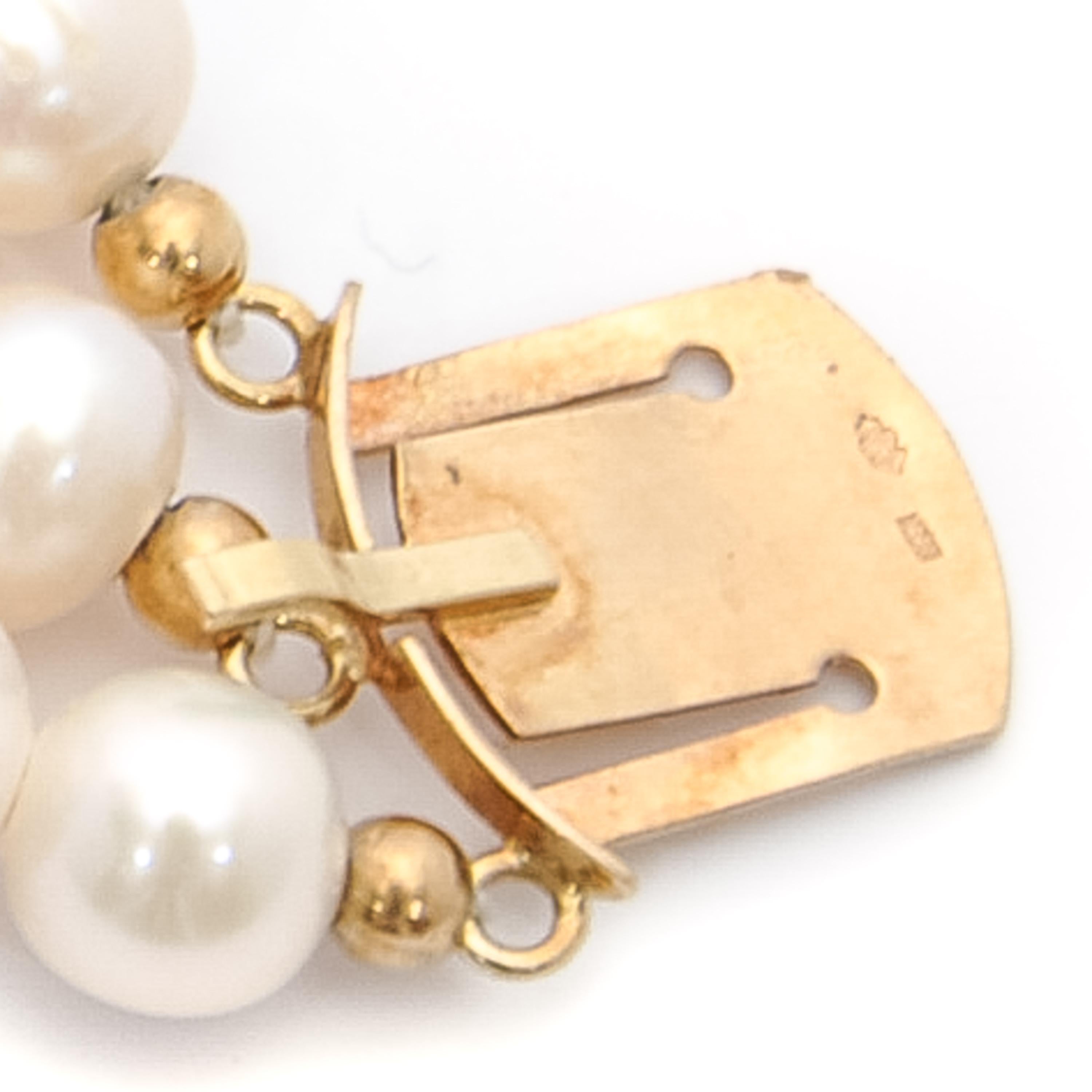 Vintage 14K Gold Cultured Pearl Garnet Beaded Bracelet For Sale 2