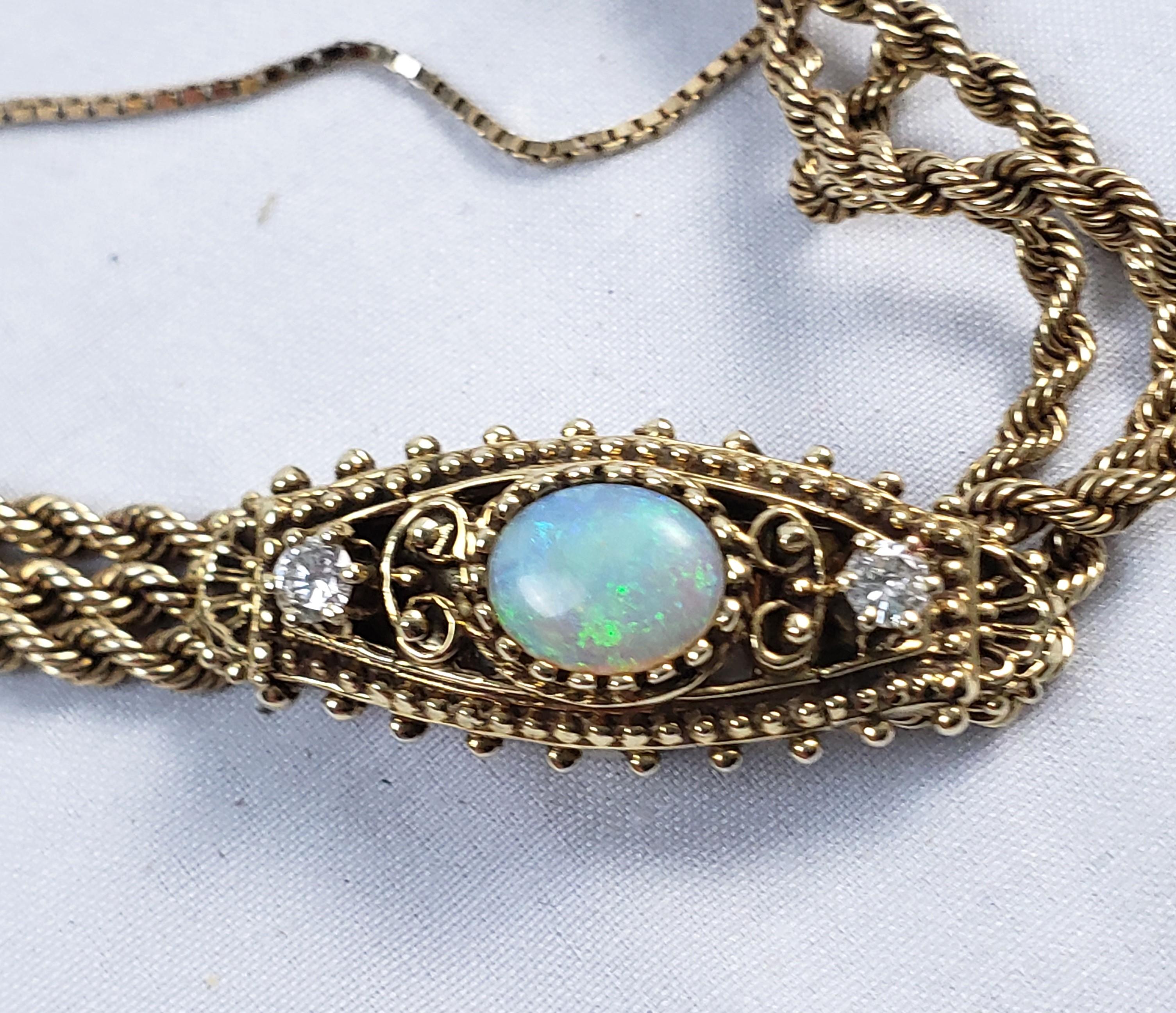 Antique 14 Karat Yellow Gold Peek A Boo Ladies Wristwatch with Opal and Diamonds For Sale 2