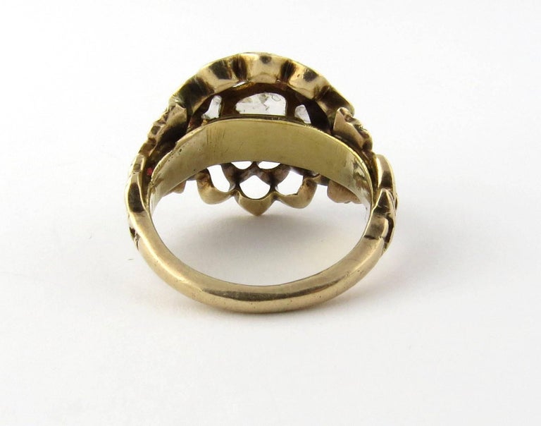 Antique 14 Karat Yellow Gold Rose Cut Diamond Beehive Ring For Sale at ...