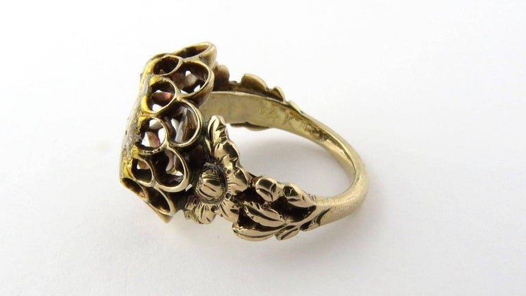 Antique 14 Karat Yellow Gold Rose Cut Diamond Beehive Ring For Sale at ...
