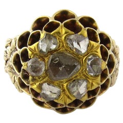 Vintage 14 Karat Yellow Gold Rose Cut Diamond Beehive Ring