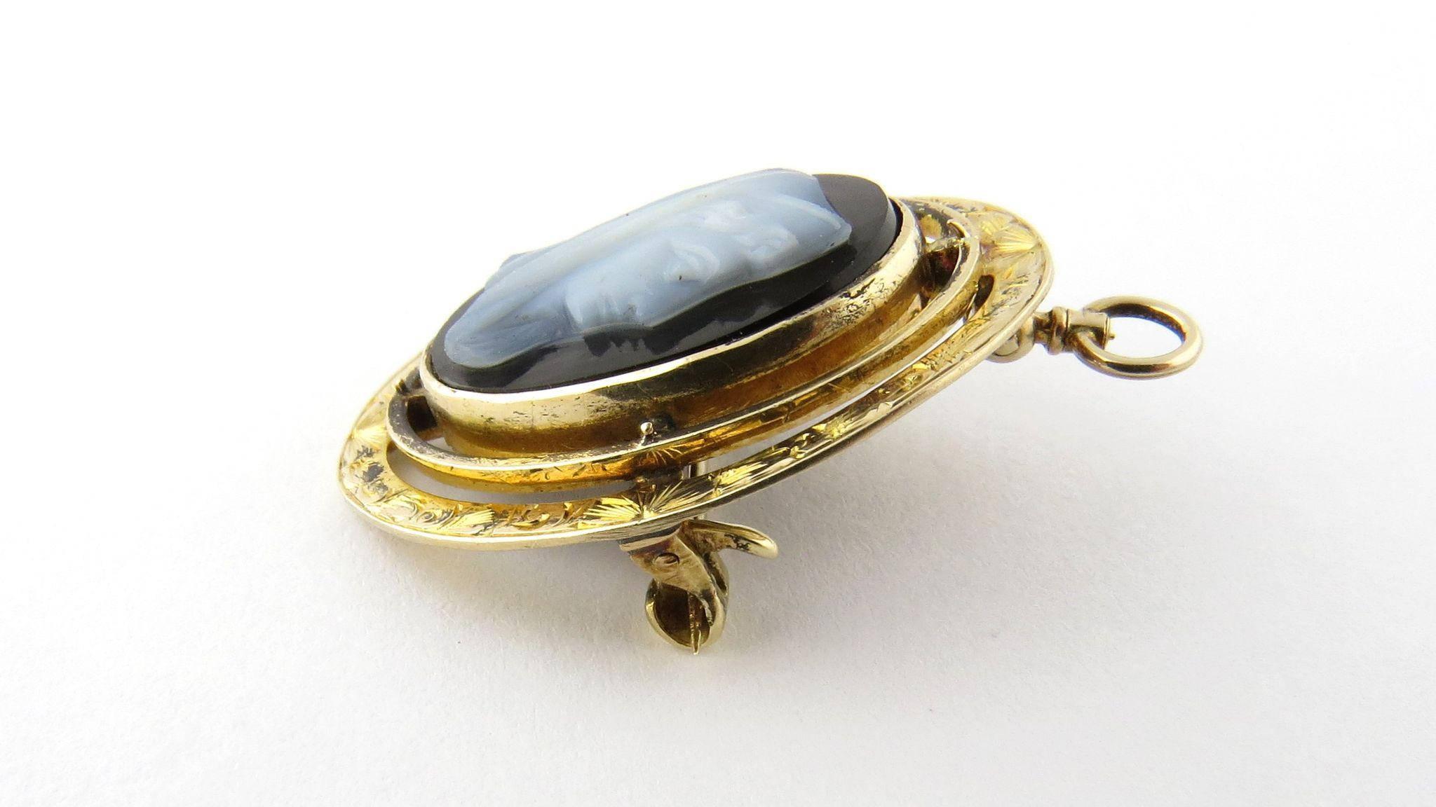 Women's Antique 14 Karat Yellow Gold Sardonyx Cameo Madonna Pin or Pendant, circa 1915