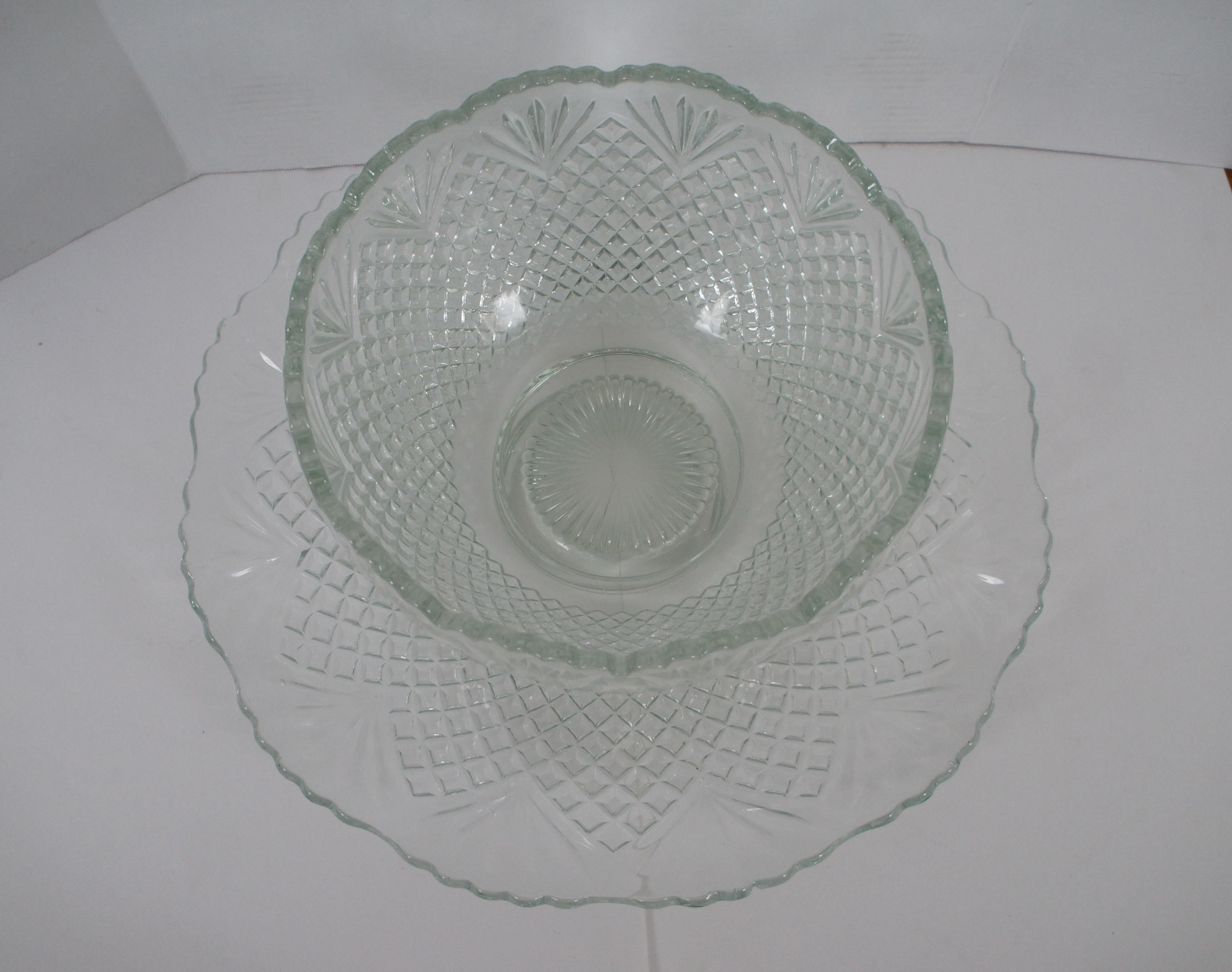 glass punch bowl set with cups
