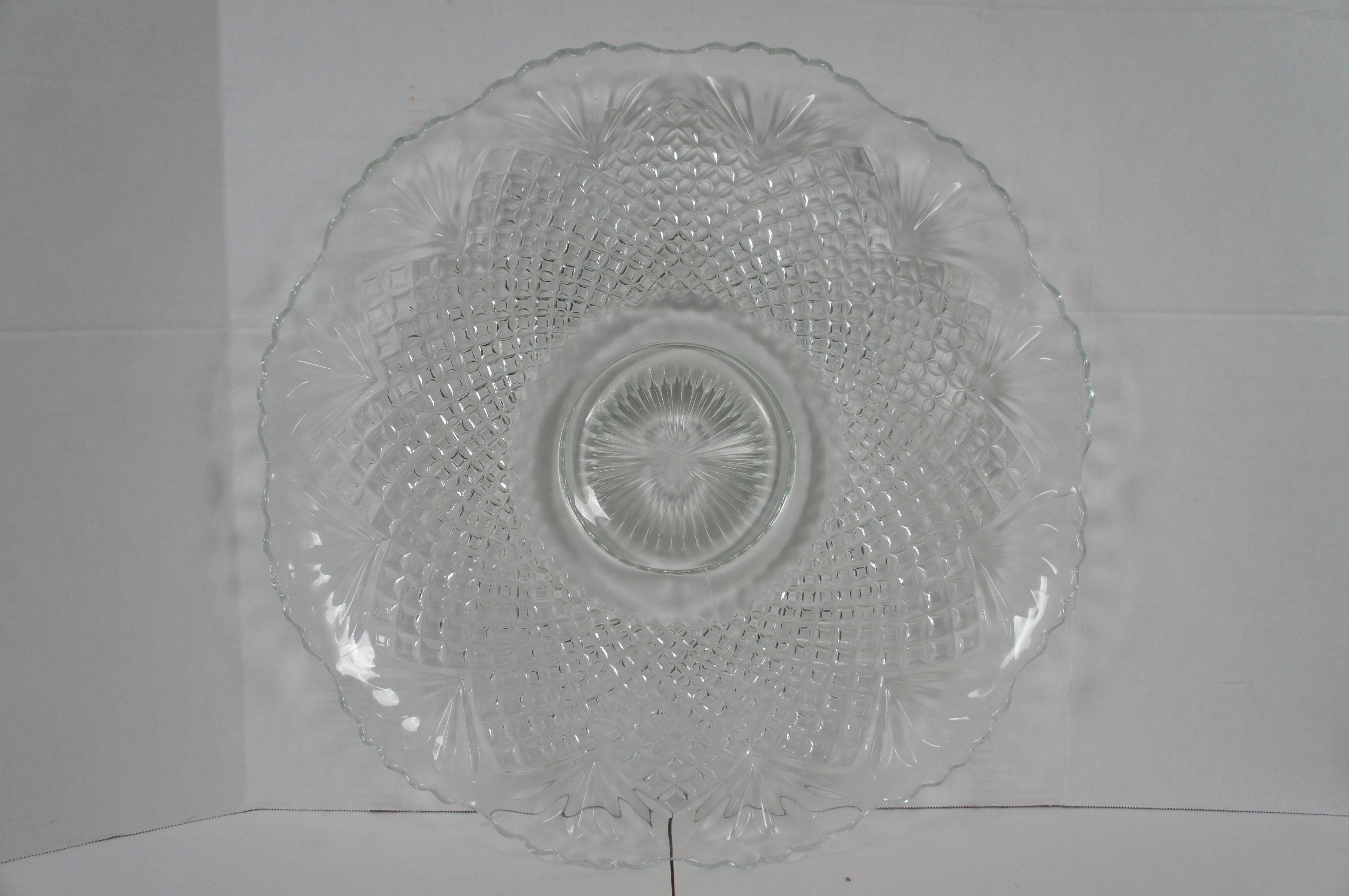 Antikes 14 Teile LE Smith Glass Co Ananas-Fächerschalen-Tablett-Tablett-Tasse/Tasse mit Fächern, Set (Mitte des 20. Jahrhunderts) im Angebot