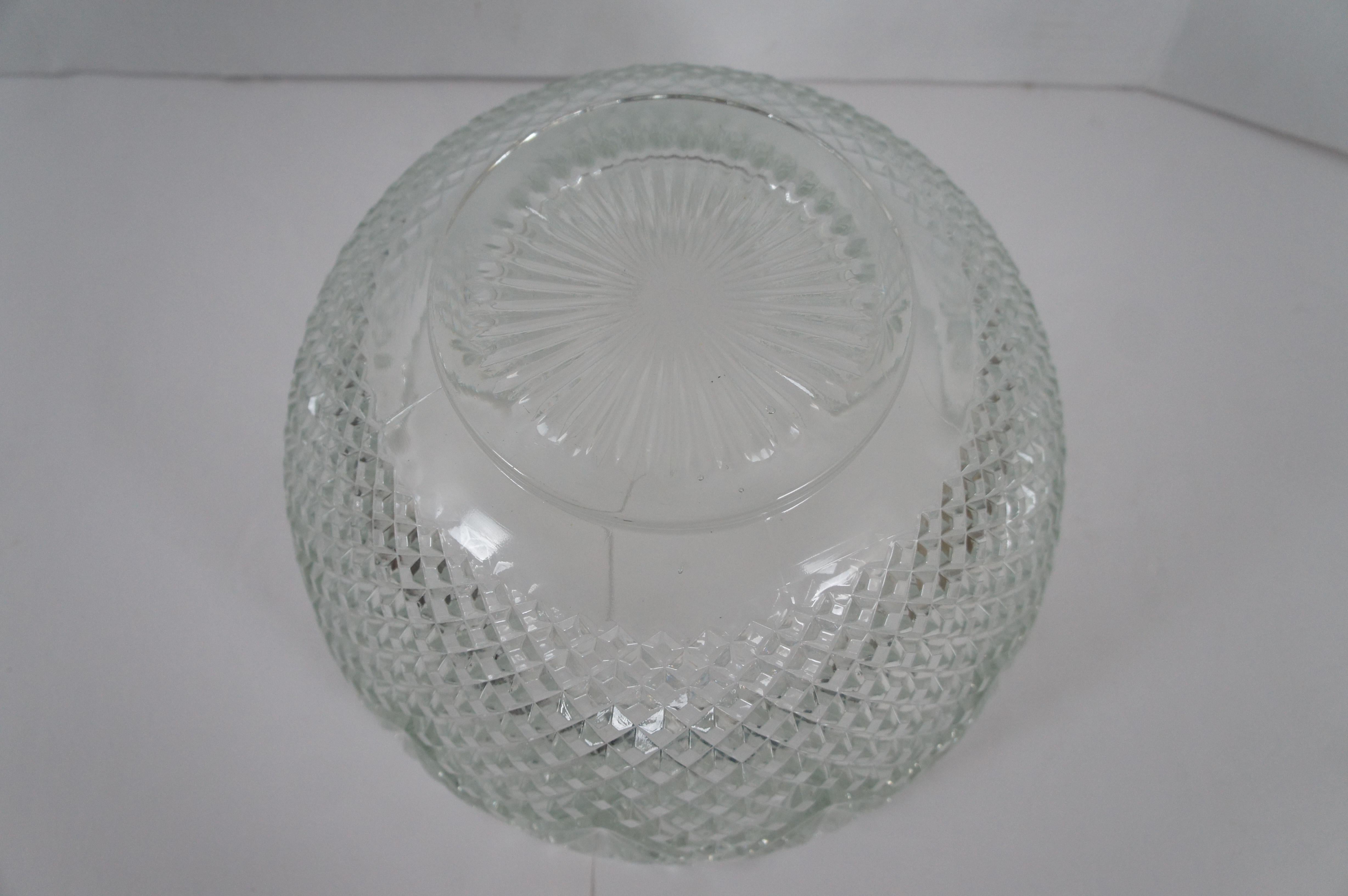 Antique 14 Pc LE Smith Glass Co Pineapple Fan Cut Punch Bowl Tray Cups Set For Sale 2