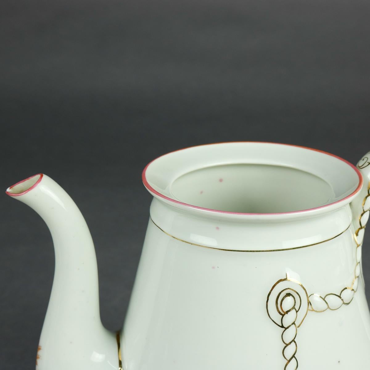 Antique 14-Piece French Limoges Hand Painted Porcelain Tea & Crumpet Set For Sale 11
