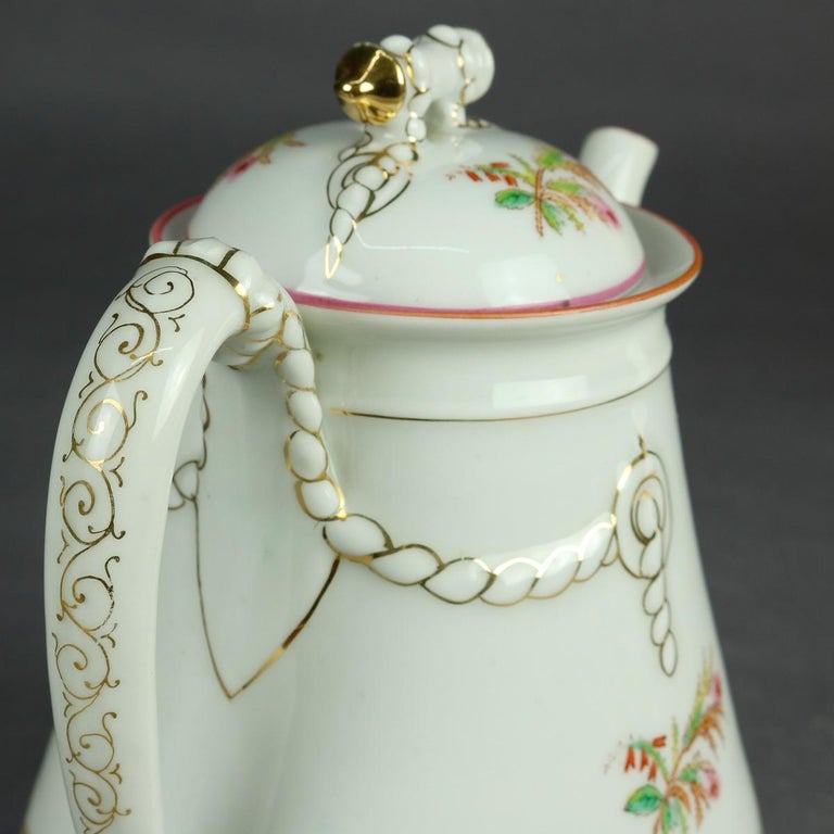 Antique 14Piece French Limoges Hand Painted Porcelain Tea and Crumpet