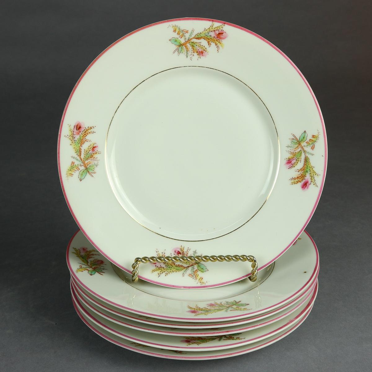 Antique 14-Piece French Limoges Hand Painted Porcelain Tea & Crumpet Set For Sale 1