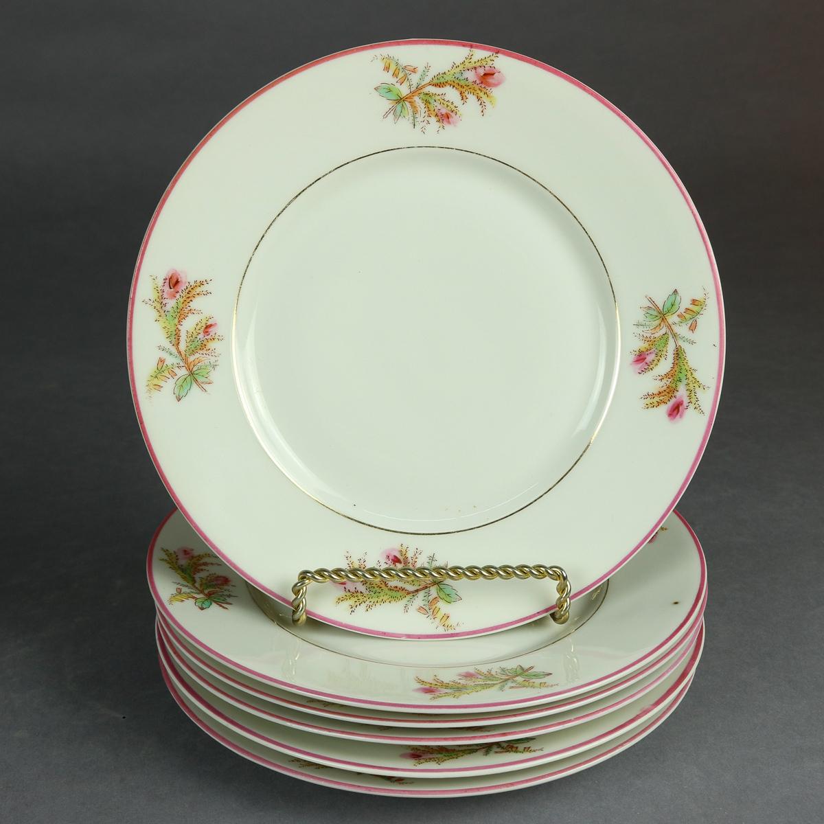 Antique 14-Piece French Limoges Hand Painted Porcelain Tea & Crumpet Set 1