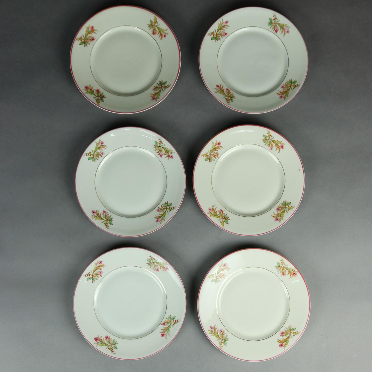 Antique 14-Piece French Limoges Hand Painted Porcelain Tea & Crumpet Set For Sale 2