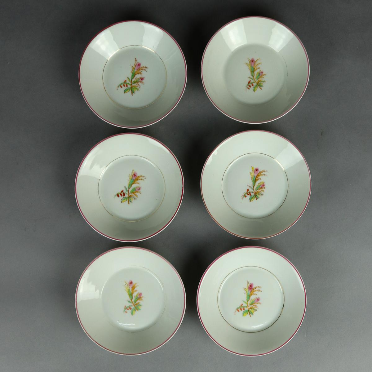 Antique 14-Piece French Limoges Hand Painted Porcelain Tea & Crumpet Set For Sale 3