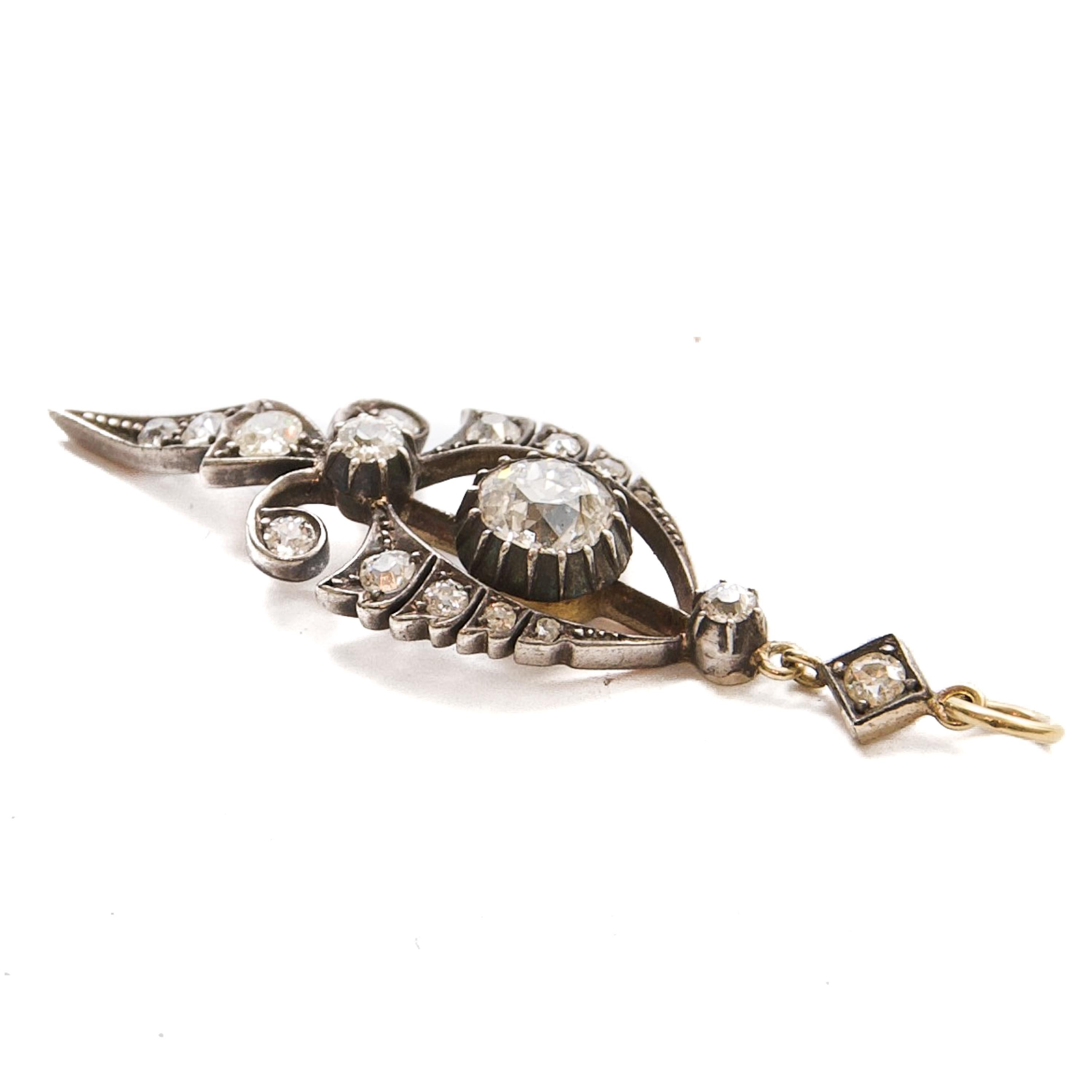 Pendentif ancien en diamant de 1,40 carat, vers 1900 en vente 4