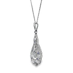 Antique 1.40 Carat Round Antique Cut Diamond Pendant Necklace
