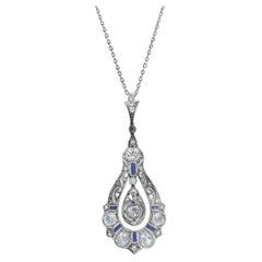 Antique 1.40 Carat Round Antique Cut Diamond Pendant Necklace