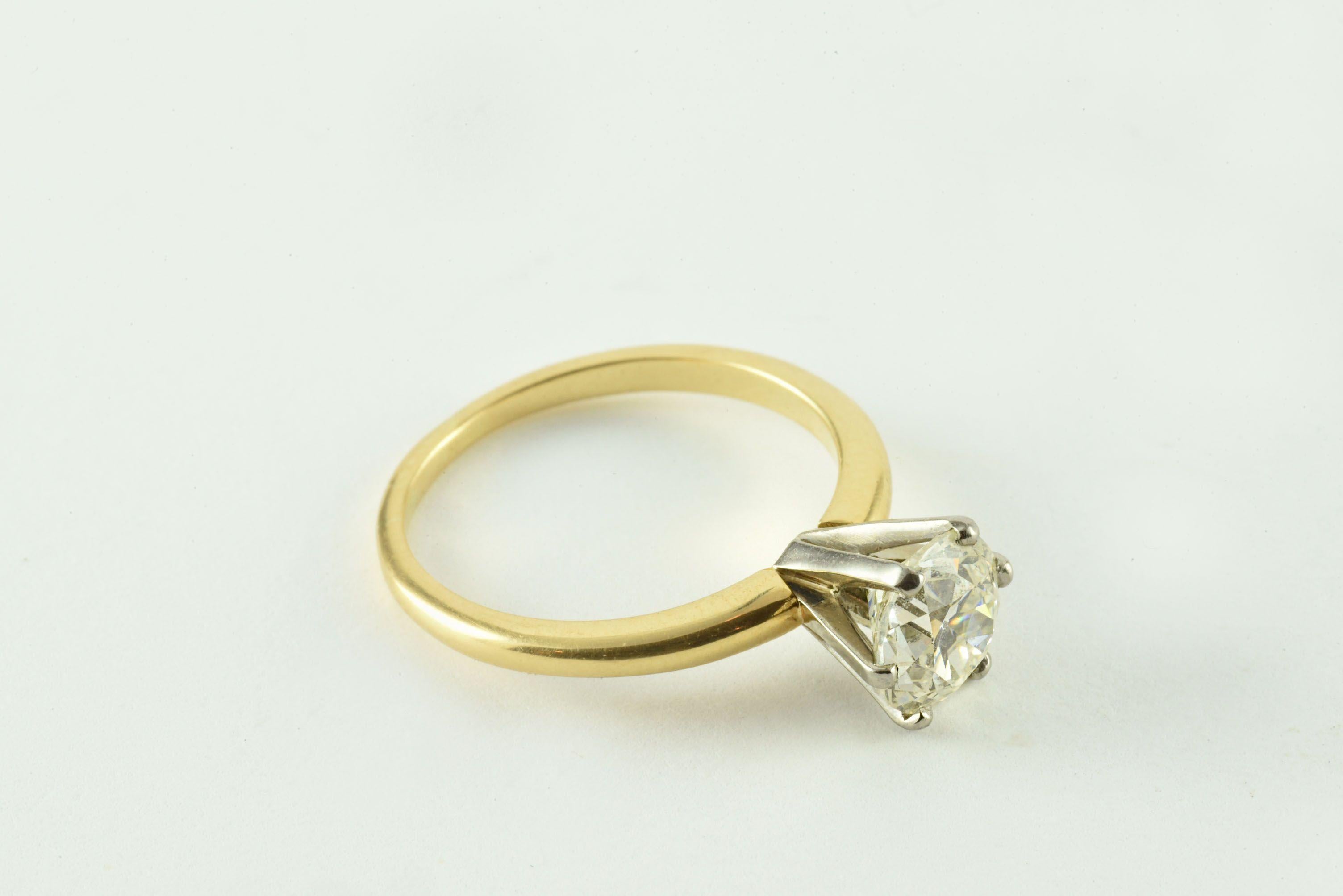 Antique 1.40 Carat Solitaire Diamond Engagement Ring In Good Condition For Sale In Denver, CO