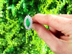 Antique 1.40 Carat Jade and 1.38 Carat Diamond Cocktail Ring