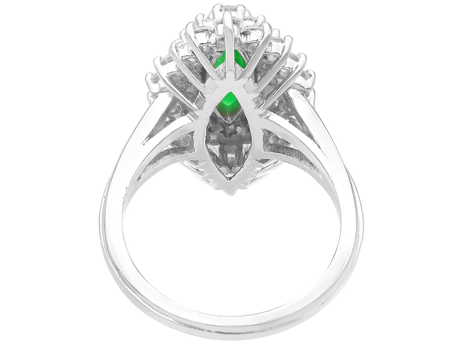 Women's or Men's Antique 1.40 Ct Jade and 1.38ct Diamond, Platinum Dress Ring For Sale