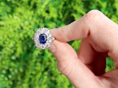 Antique 1.40Ct Sapphire and 2.02Ct Diamond, 9k Yellow Gold Cluster Ring