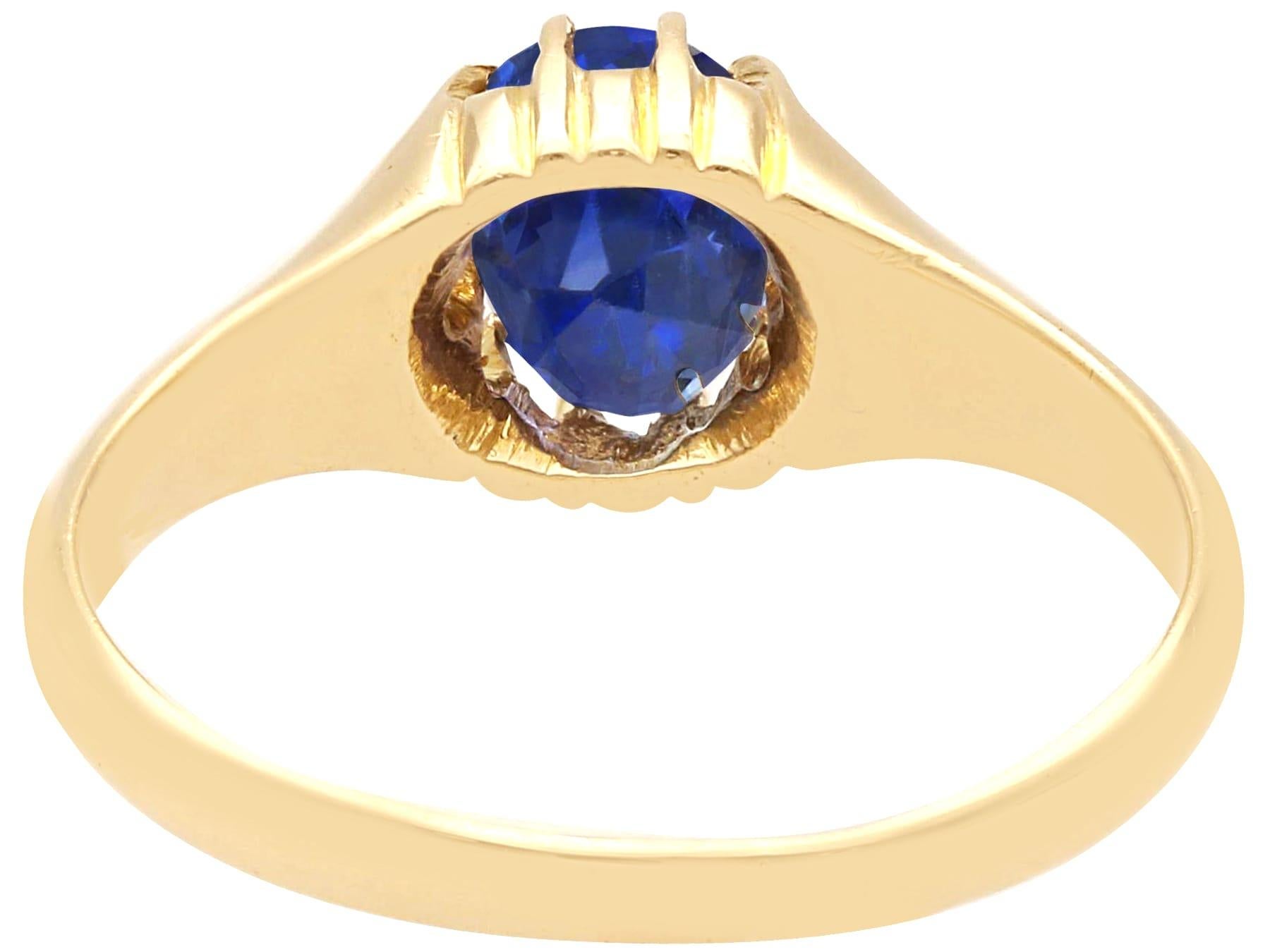 Antique 1.42 Carat Basaltic Sapphire and 14k Yellow Gold Ring, circa 1910 In Excellent Condition For Sale In Jesmond, Newcastle Upon Tyne