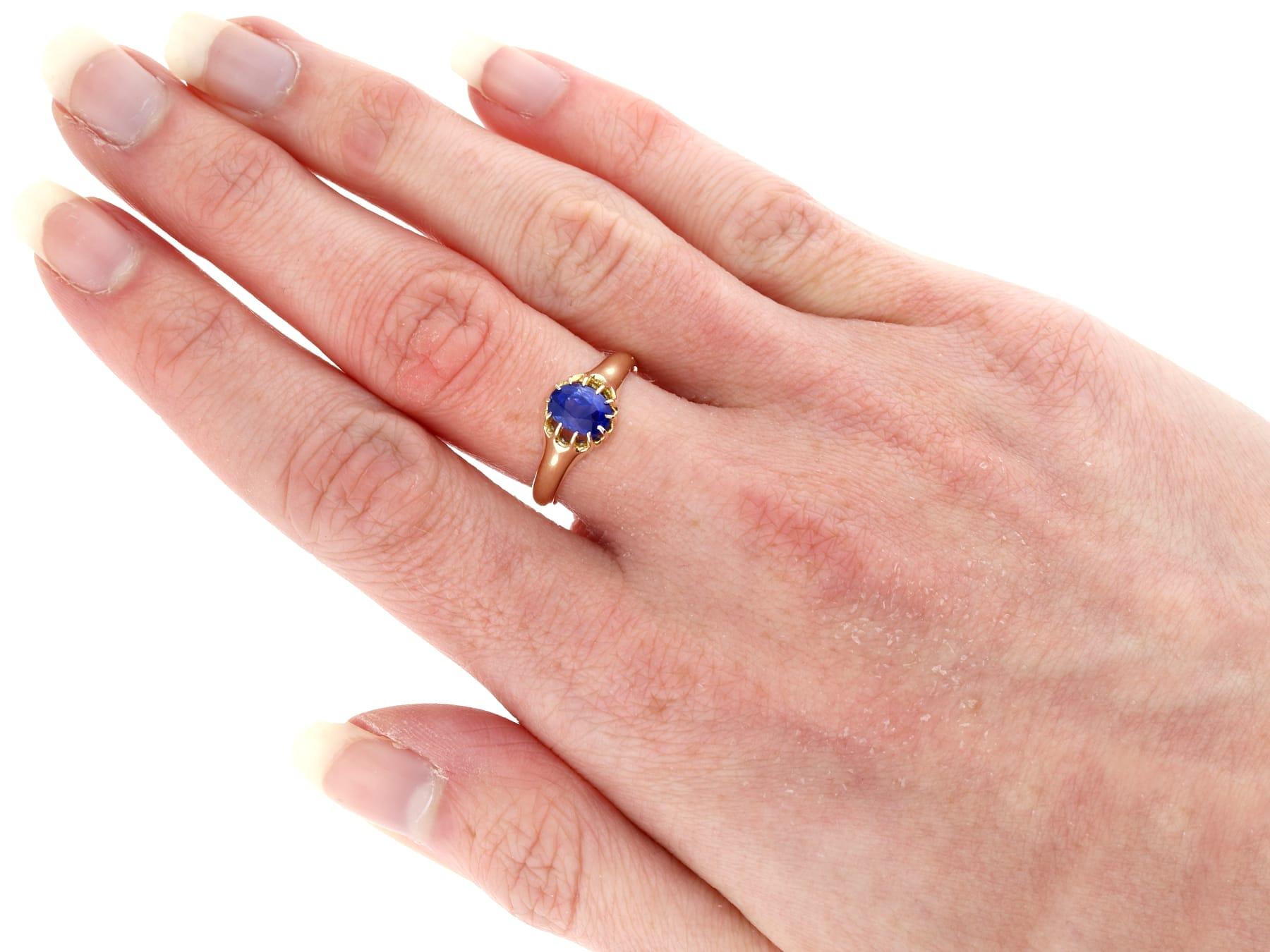Antique 1.42 Carat Basaltic Sapphire and 14k Yellow Gold Ring, circa 1910 For Sale 2