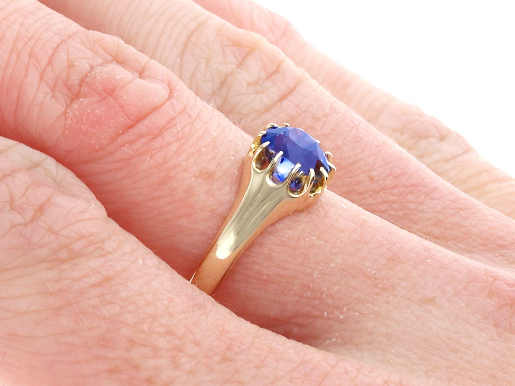 Antique 1.42 Carat Basaltic Sapphire and 14k Yellow Gold Ring, circa 1910 For Sale 3