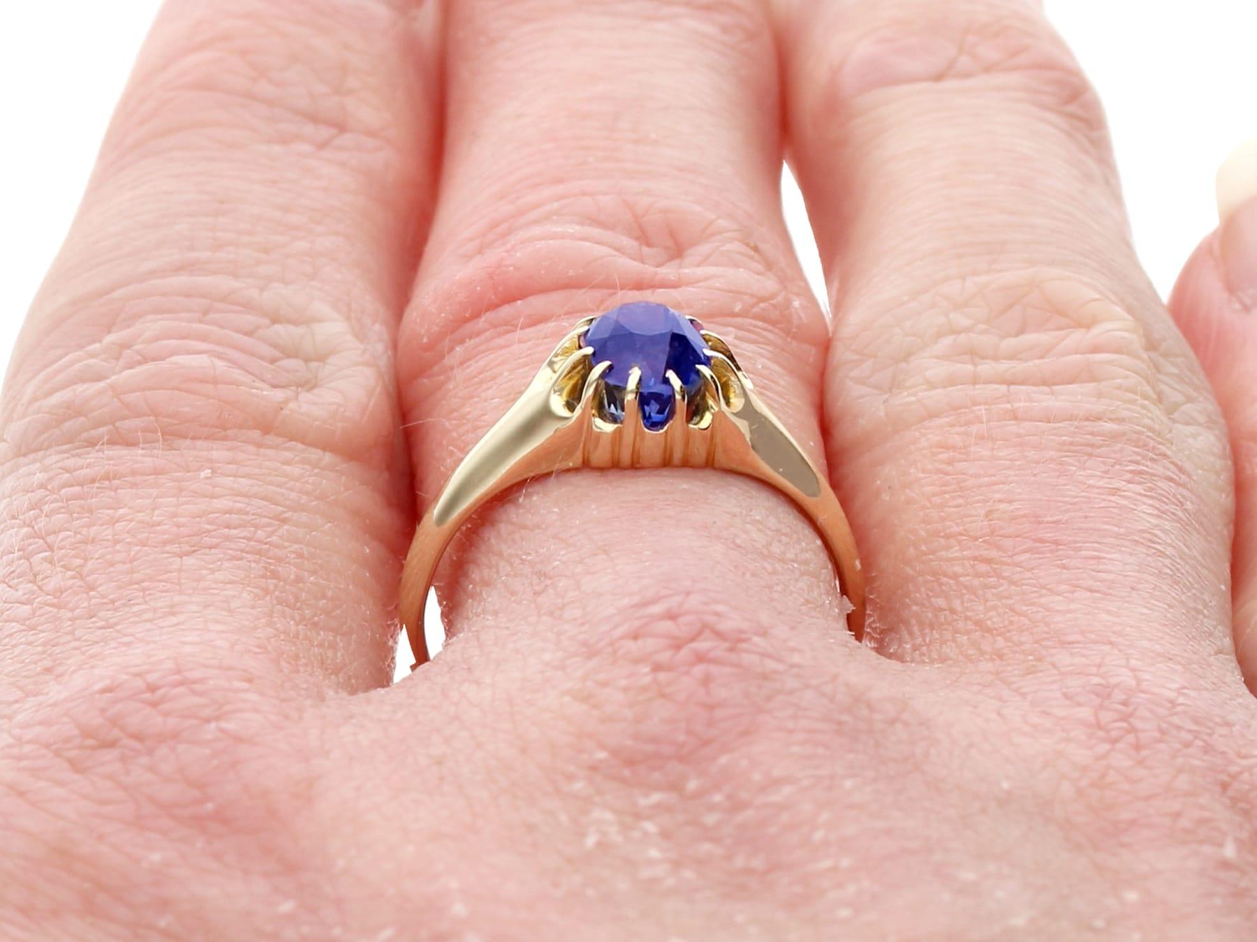 Antique 1.42 Carat Basaltic Sapphire and 14k Yellow Gold Ring, circa 1910 For Sale 4