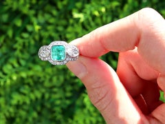Antique 1.45 Carat Emerald and 1.43 Carat Diamond Platinum Engagement Ring