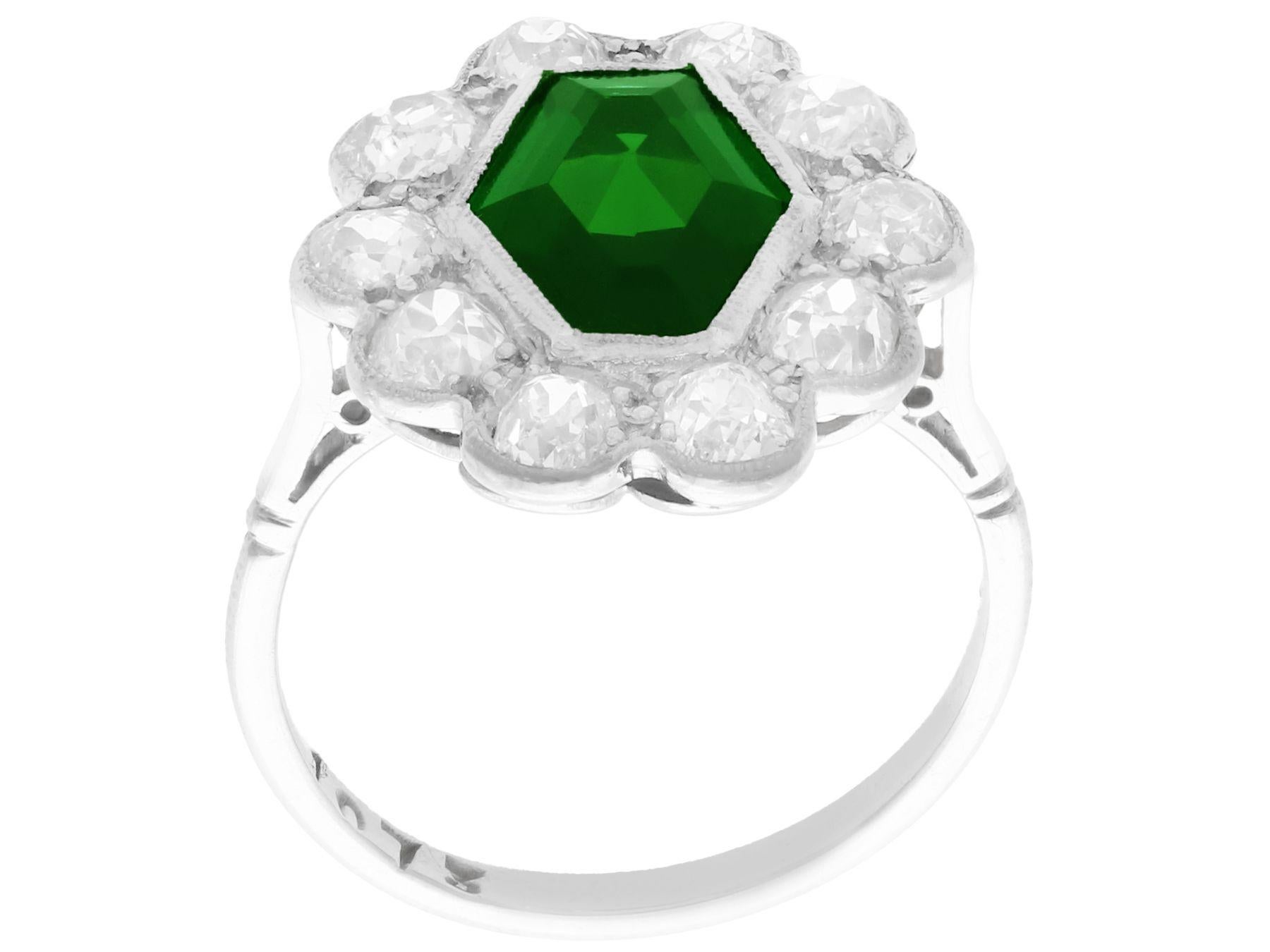 Women's Antique 1.45 Carat Tourmaline and 1.96 Carat Diamond White Gold Cocktail Ring For Sale