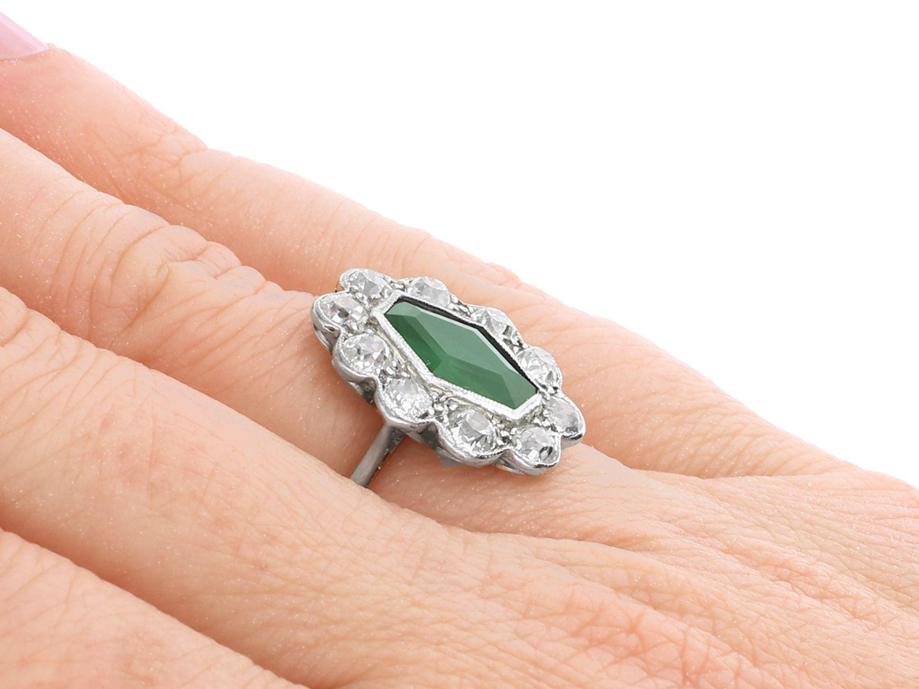 Antique 1.45 Carat Tourmaline and 1.96 Carat Diamond White Gold Cocktail Ring For Sale 2