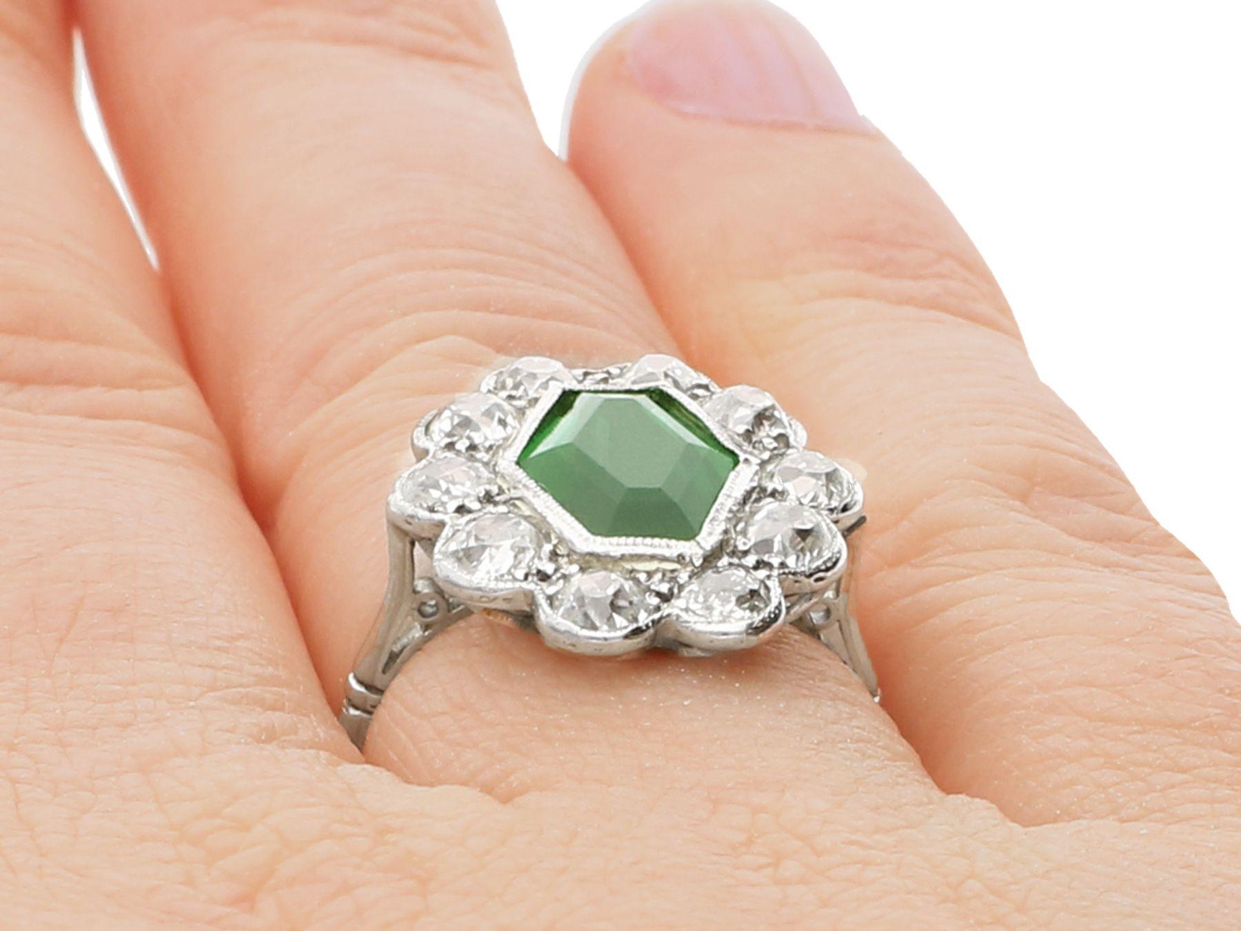 Antique 1.45 Carat Tourmaline and 1.96 Carat Diamond White Gold Cocktail Ring For Sale 3