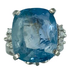 Burmese No-Heat 14.53 Sapphire Platinum Ring, GRS Certified