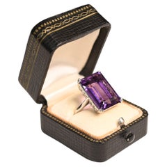 Antique Emerald Cut Amethyst Cocktail Ring (Approx. 14.70-Carats), Platinum