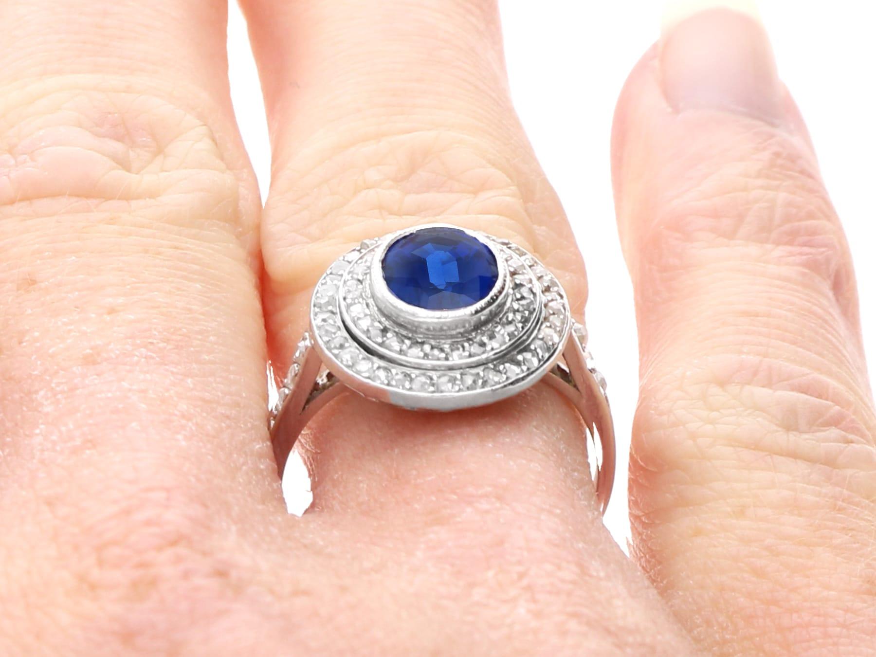 Antique 1.47Ct Sapphire and 0.54Ct Diamond, Platinum Cluster Ring Circa 1910 For Sale 6